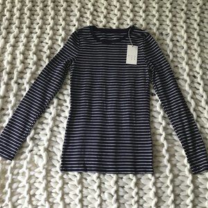A New Day Long-Sleeve Navy-White Striped Top, xs NWT